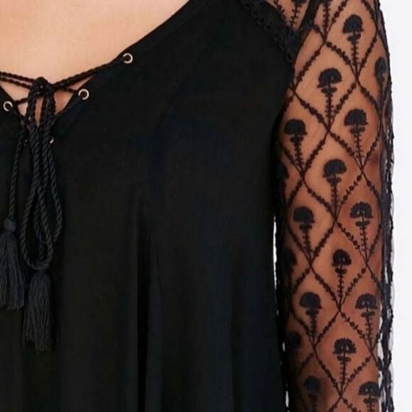UO Urban Outfitters Ecote Black Long Sleeve Lace Up Romantic Gothic Dress Size X - Picture 3 of 11